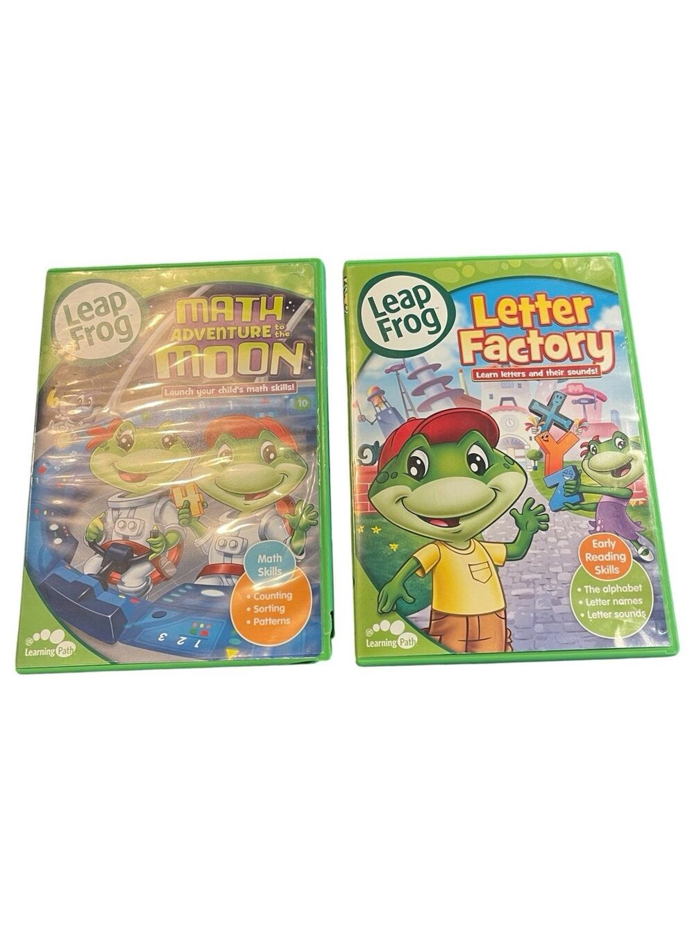 LeapFrog Letter Factory & Math Adventure to the Moon DVDs Educational Lot